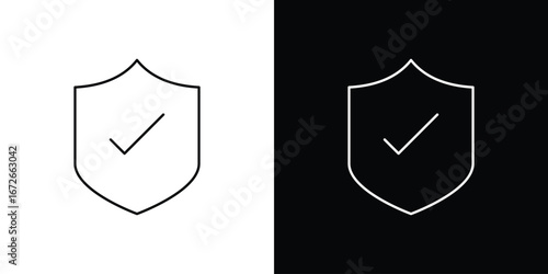 Shield check icon Lineal Style Vector Illustration. Vector symbol pictogram