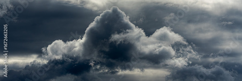Dark Heavy Cumulonimbus Clouds Panorama