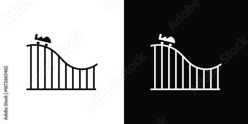 Roller coaster icon Lineal Style Vector Illustration. Vector symbol pictogram