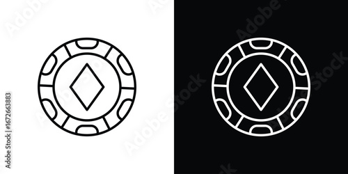 Poker chip icon Lineal Style Vector Illustration. Vector symbol pictogram