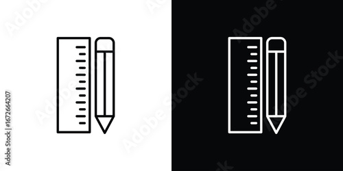Pencil and ruler icon Lineal Style Vector Illustration. Vector symbol pictogram