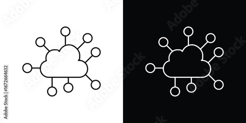 Network cloud icon Lineal Style Vector Illustration. Vector symbol pictogram