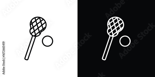 Lacrosse stick ball icon Lineal Style Vector Illustration. Vector symbol pictogram