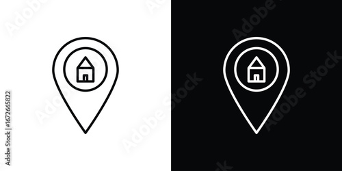 Home location icon Lineal Style Vector Illustration. Vector symbol pictogram