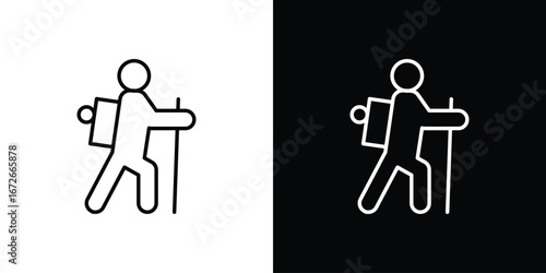 Hiking icon Lineal Style Vector Illustration. Vector symbol pictogram