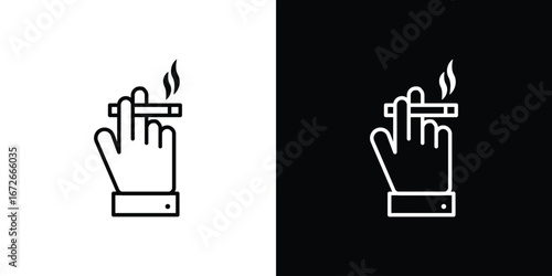 Hand holding cigarette icon Lineal Style Vector Illustration. Vector symbol pictogram