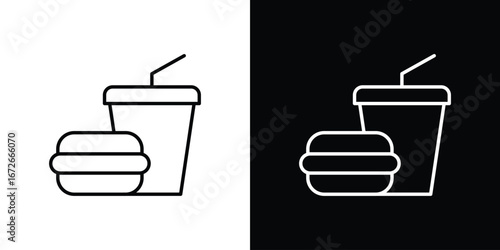 Hamburger soda icon Lineal Style Vector Illustration. Vector symbol pictogram