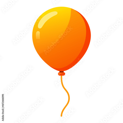 Bright neon orange balloon isolated on white background