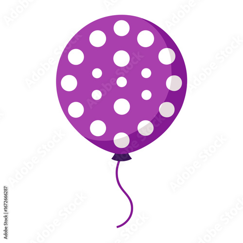 Purple and white polka dot balloon isolated on white background