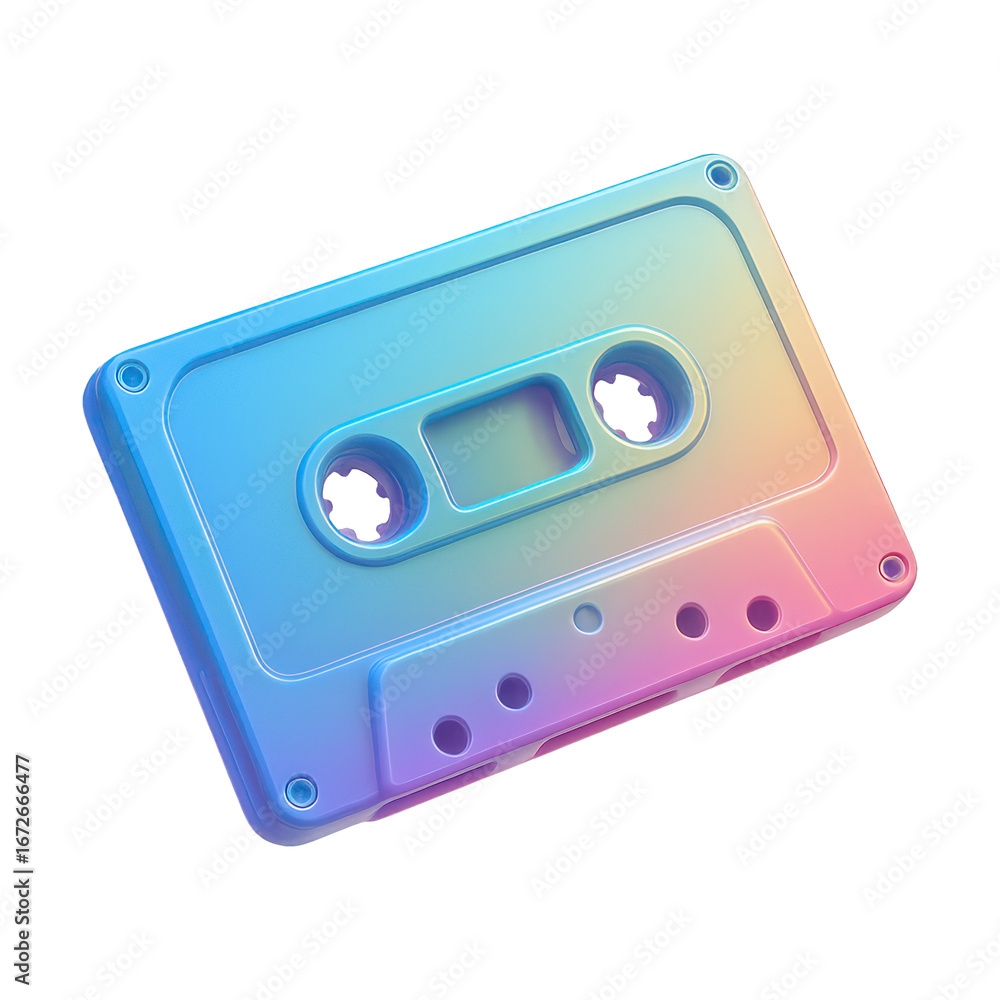 Obraz premium PNG Retro colorful cassette tape illustration.