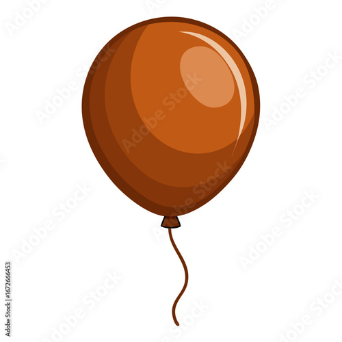 Single brown balloon isolated on white background