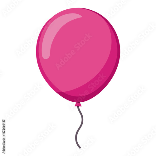 Single magenta balloon isolated on white background