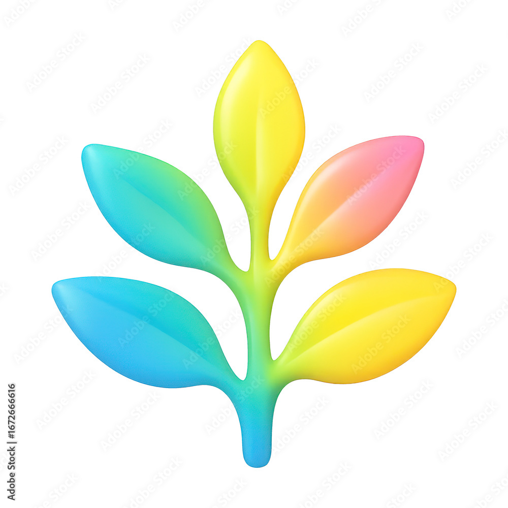 Obraz premium PNG Colorful gradient leaf illustration.