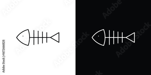 Fish bones icon Lineal Style Vector Illustration. Vector symbol pictogram