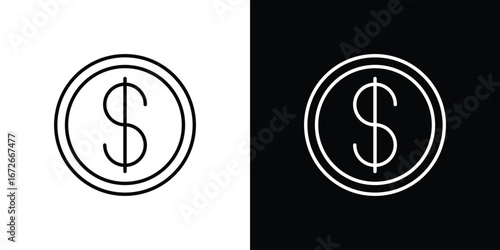 Dollar icon Lineal Style Vector Illustration. Vector symbol pictogram