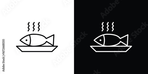 Cooked fish icon Lineal Style Vector Illustration. Vector symbol pictogram