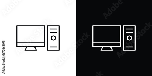 Computer icon Lineal Style Vector Illustration. Vector symbol pictogram