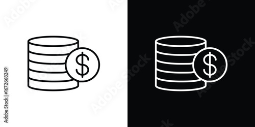 Coins icon Lineal Style Vector Illustration. Vector symbol pictogram