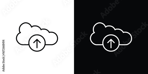 Cloud upload icon Lineal Style Vector Illustration. Vector symbol pictogram