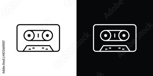 Cassette tape icon Lineal Style Vector Illustration. Vector symbol pictogram