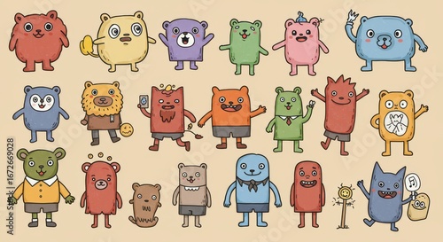 “A hand-drawn aesthetic vector of playful mascots or doodle characters that feels warm, personal, and approachable.”
