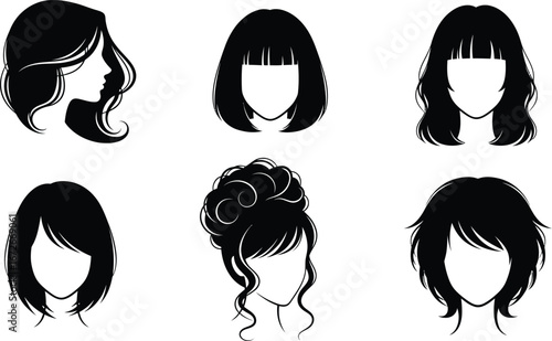 Elegant hairstyle collection showcases modern trends perfect for salon branding or beauty blog designs