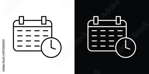 Calendar clock icon Lineal Style Vector Illustration. Vector symbol pictogram