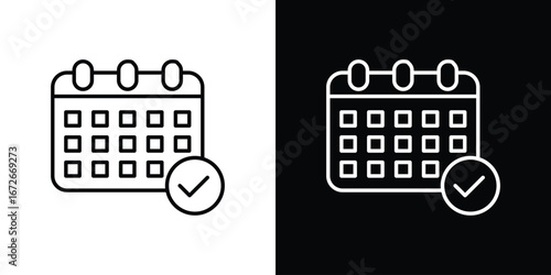 Calendar check icon Lineal Style Vector Illustration. Vector symbol pictogram