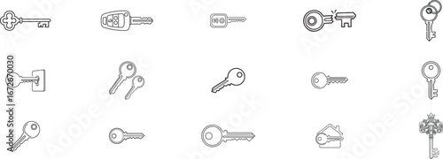Icon Set for Key Designs and Lock Accessories