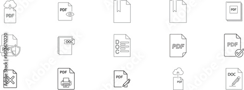 Icon Set for Document Files and Management Tools