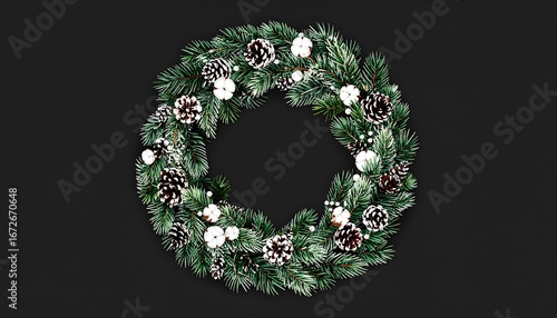 Christmas wreath, festive and circular
