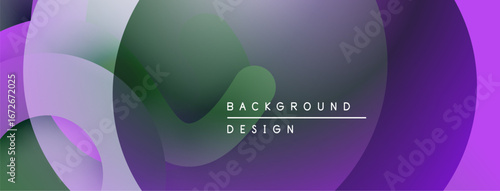 Abstract fluid shapes, purple hues dominate. Gradient blends create modern background design. Minimalist aesthetic, smooth transitions visible.
