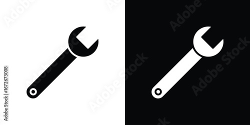 Wrench icons in black and white clipart style