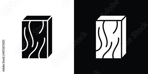 Wood board icons in black and white clipart style