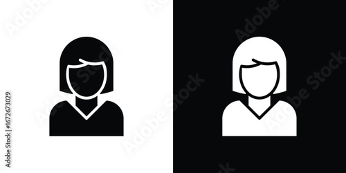 Woman icons in black and white clipart style