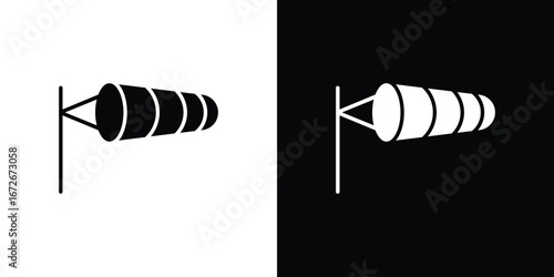 Windsock icons in black and white clipart style