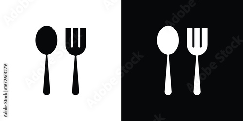 Utensils icons in black and white clipart style