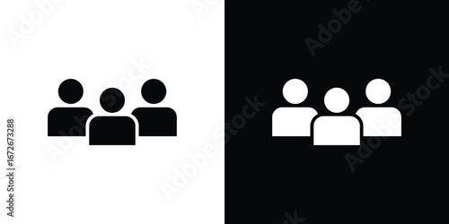 Users icons in black and white clipart style