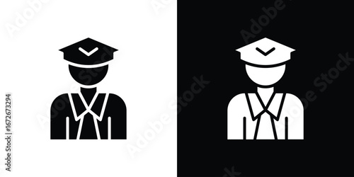 User pilot icons in black and white clipart style