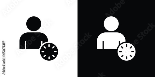 User time icons in black and white clipart style