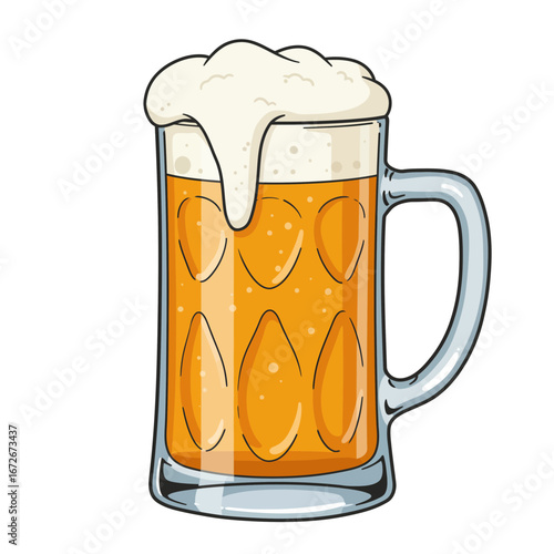 Frothy Beer Delight Refreshing Mug of Golden Brew Illustration