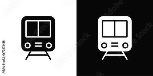 Train icons in black and white clipart style