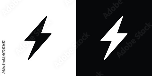Thunder bolt icons in black and white clipart style