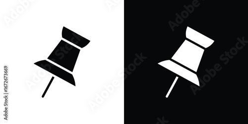 Thumbtack icons in black and white clipart style