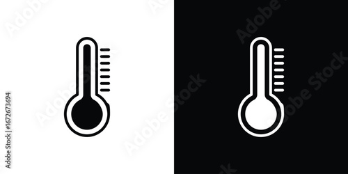 Thermometer half icons in black and white clipart style