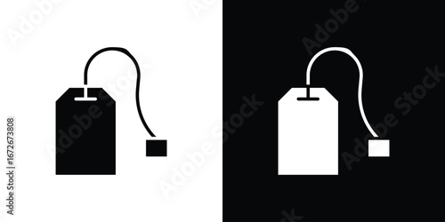 Tea bag icons in black and white clipart style