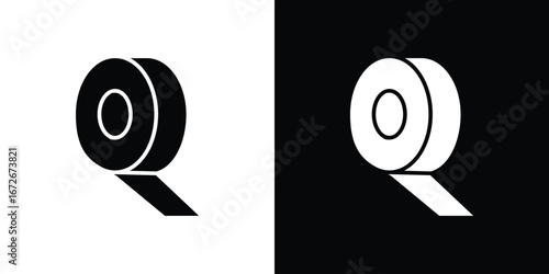 Tape icons in black and white clipart style
