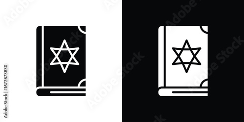 Tanakh book icons in black and white clipart style