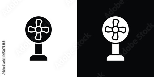 Table Fan icons in black and white clipart style