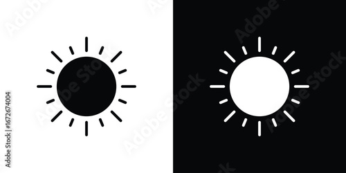 Sun icons in black and white clipart style